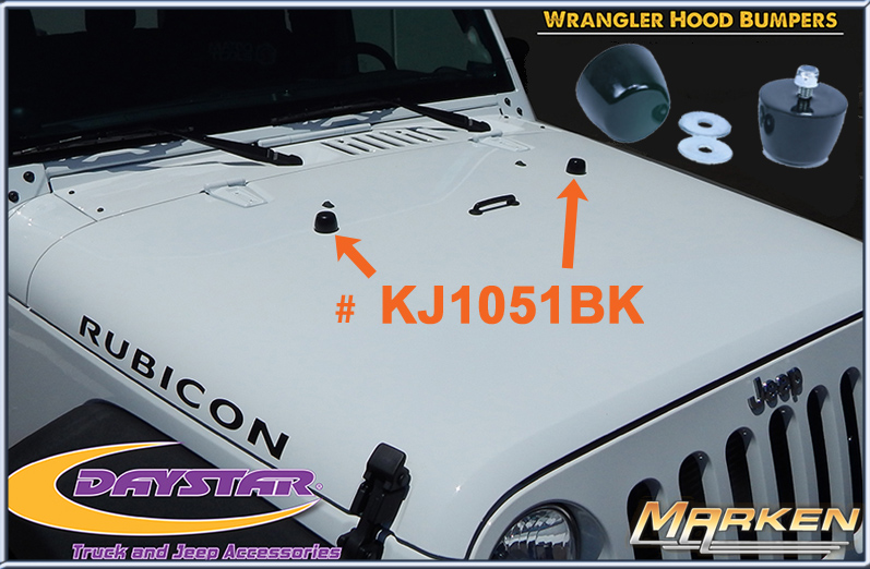 Daystar Hood Bumpers part KJ71051BK fits Jeep Wrangler JK, TJ, YJ